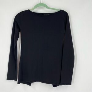 Network Women’s High Neck Slit Back Long Sleeve Knit Sweater Black Size XS